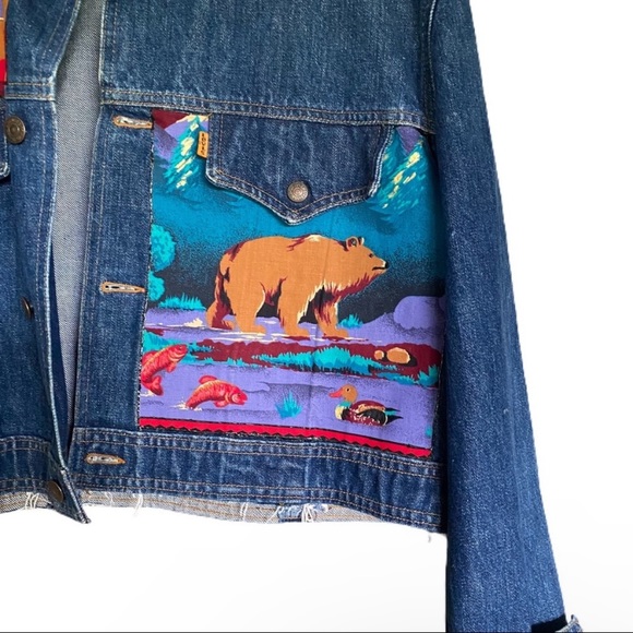 Levi denim jean jacket Aztec vintage large orange tab Deer Stag Southwestern - Picture 3 of 7